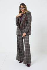 Blazer tartan grigio frange FEDERICA BI