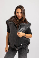 Gilet in pelle ed ecovisone FEDERICA BI