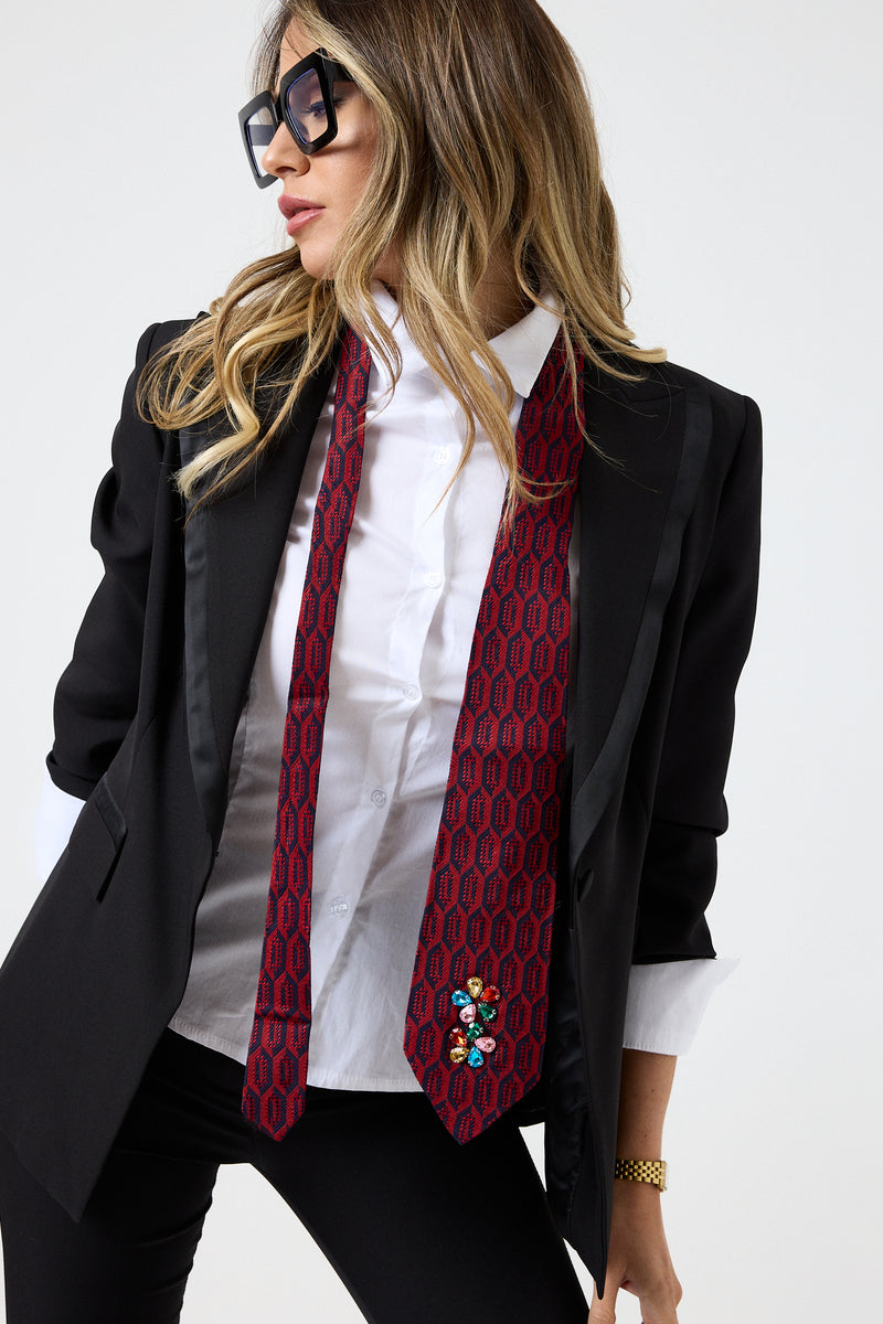 Cravatta in seta bordeaux FEDERICA BI