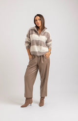Cardigan riga beige FEDERICA BI
