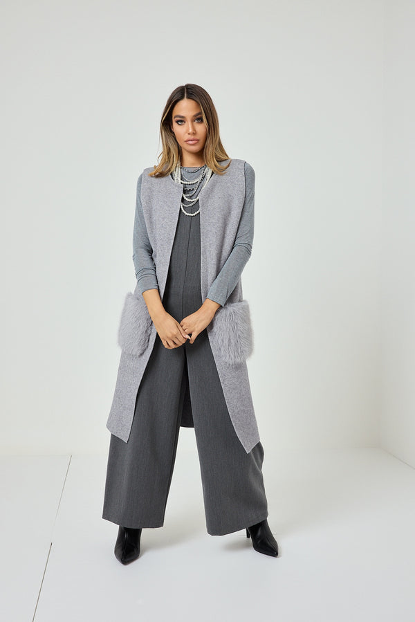 Gilet grigio perla FEDERICA BI