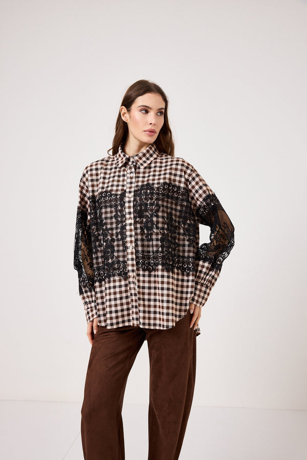 Camicia in cotone e pizzo FEDERICA BI