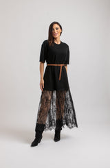 Abito lungo FEDERICA BI tricot e pizzo