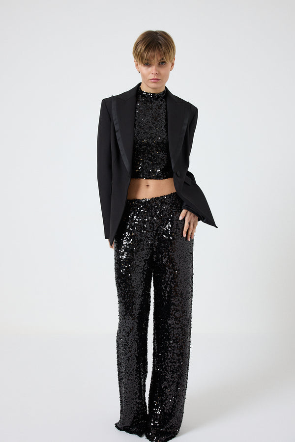 Pantalone nero in paillettes FEDERICA BI