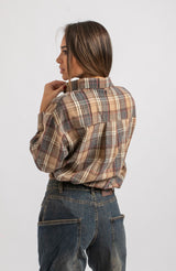 Camicia tartan cristallini e spilla FEDERICA BI