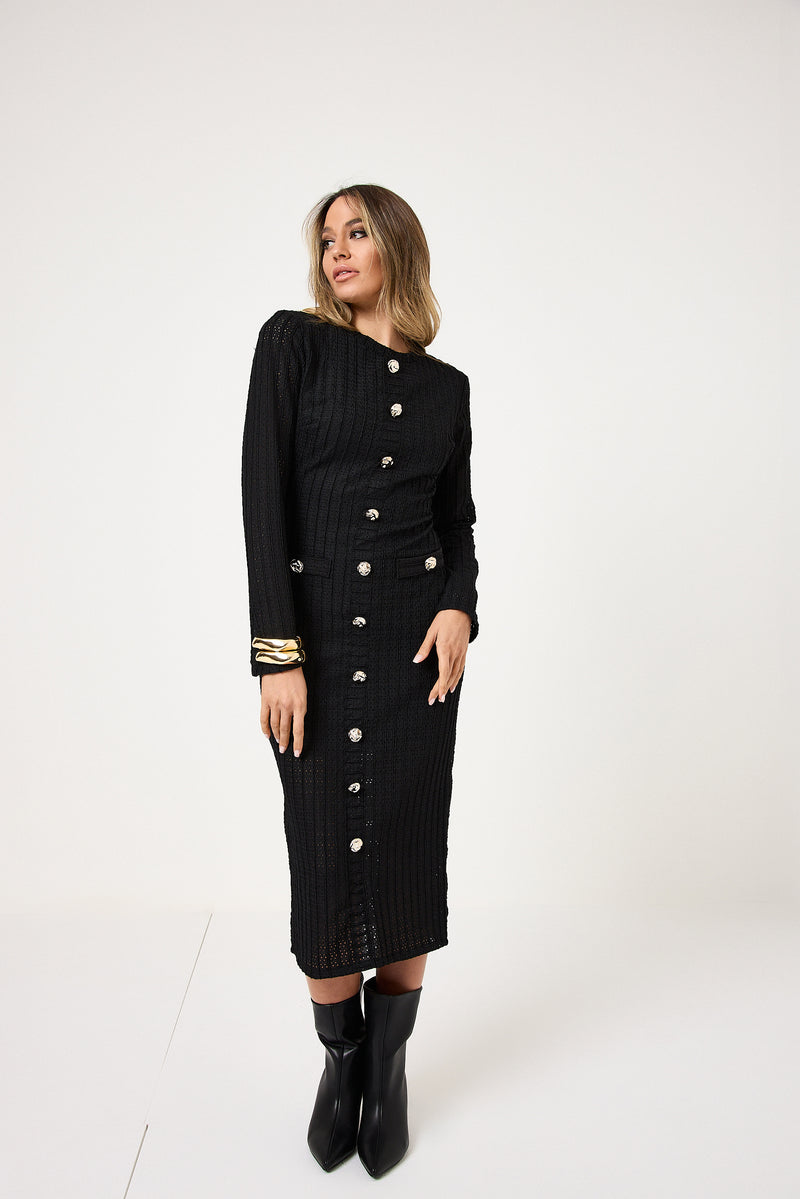 Abito midi bottoni oro FEDERICA BI ( vari colori )