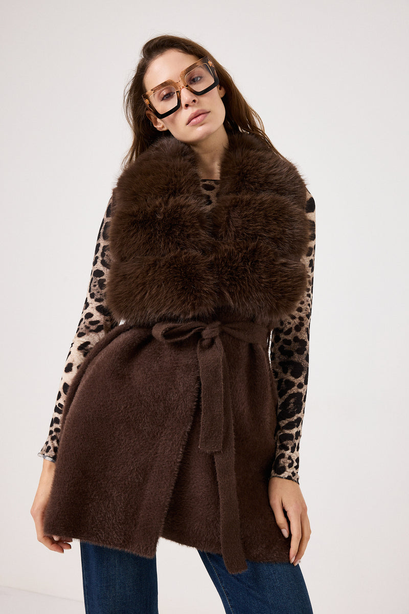 Gilet in ciniglia ed ecopelliccia FEDERICA BI