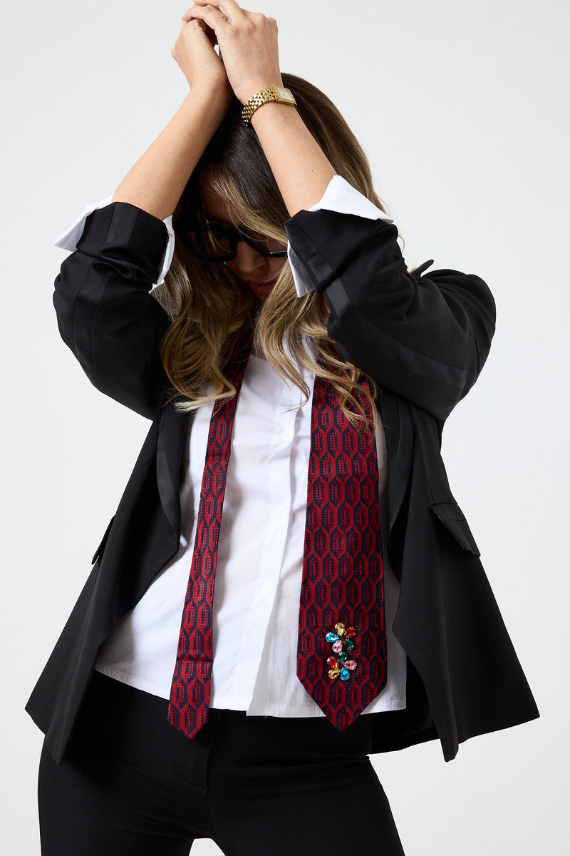 Cravatta in seta bordeaux FEDERICA BI