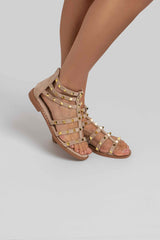 Sandalo beige borchie oro FEDERICA BI