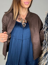 Giacca in eco camoscio marrone FEDERICA BI