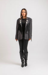 Blazer grigio gioiello e frange FEDERICA BI