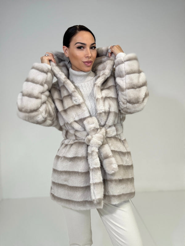 Ecovisone con cappuccio beige FEDERICA BI