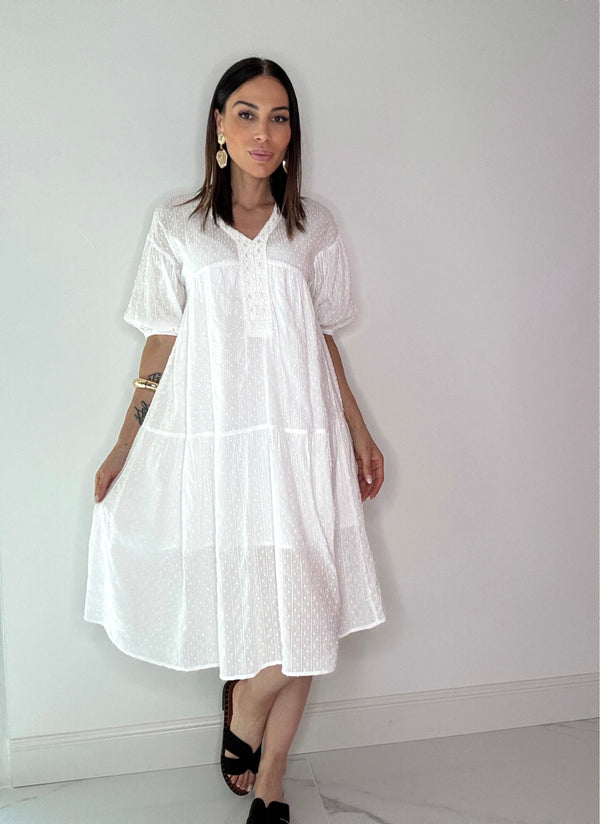 Abito bianco in cotone FEDERICA BI