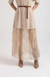 Abito lungo FEDERICA BI tricot e pizzo