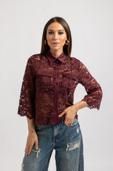 Camicia in pizzo FEDERICA BI bordeaux