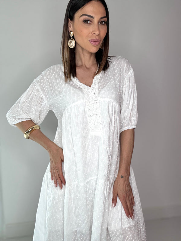 Abito bianco in cotone FEDERICA BI