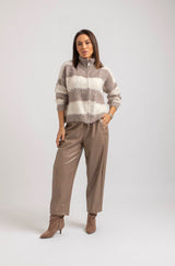 Cardigan riga beige FEDERICA BI