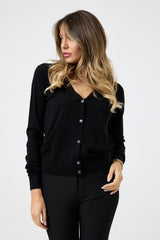 Cardigan nero in lana FEDERICA BI