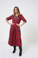 Abito tartan rosso FEDERICA BI