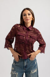 Camicia in pizzo FEDERICA BI bordeaux