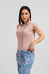 Gilet in maglia treccia FEDERICA BI (piu’ colori)