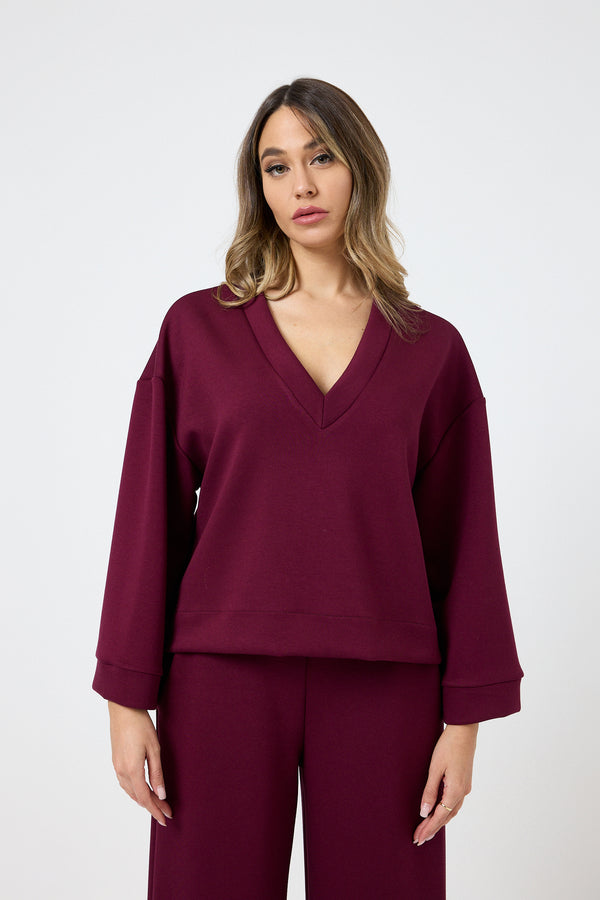 Completo tuta in punto Milano bordeaux FEDERICA BI