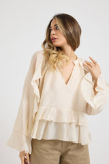 Camicia beige volant FEDERICA BI