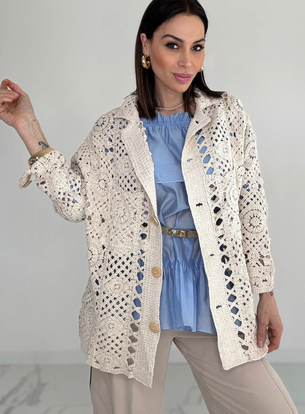 Cardigan in cotone crochet FEDERICA BI
