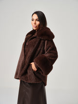 Giacca marrone in ecopelliccia FEDERICA BI