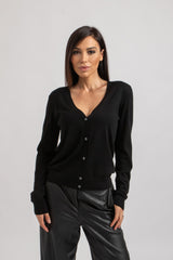 Cardigan in lana nero FEDERICA BI