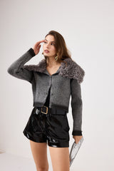 Cardigan in maglia grigio FEDERICA BI