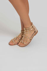 Sandalo beige borchie oro FEDERICA BI