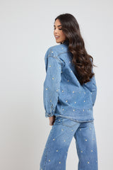 Giacca Camicia in denim fiorellini FEDERICA BI