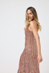 Abito in paillettes apricot FEDERICA BI