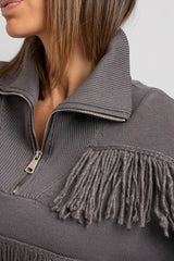 Maglia frange e zip FEDERICA BI (piu’ colori)