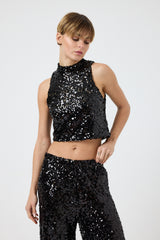 Pantalone nero in paillettes FEDERICA BI