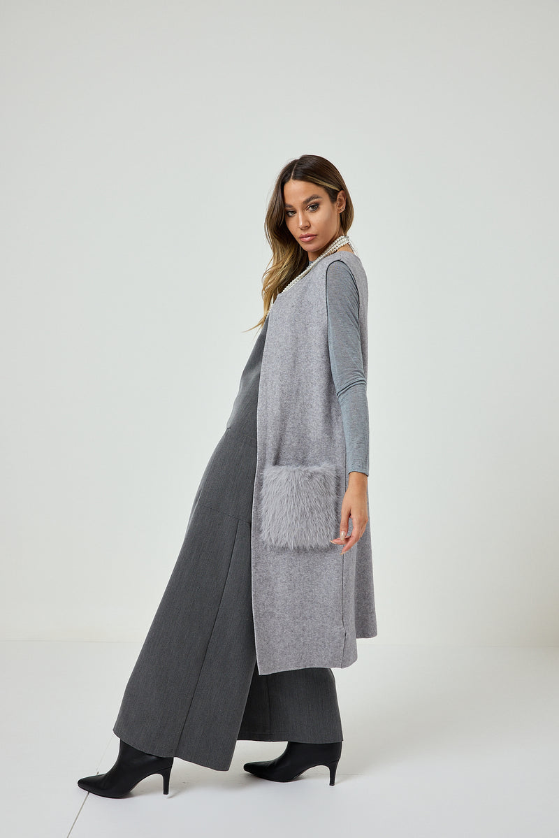 Gilet grigio perla FEDERICA BI
