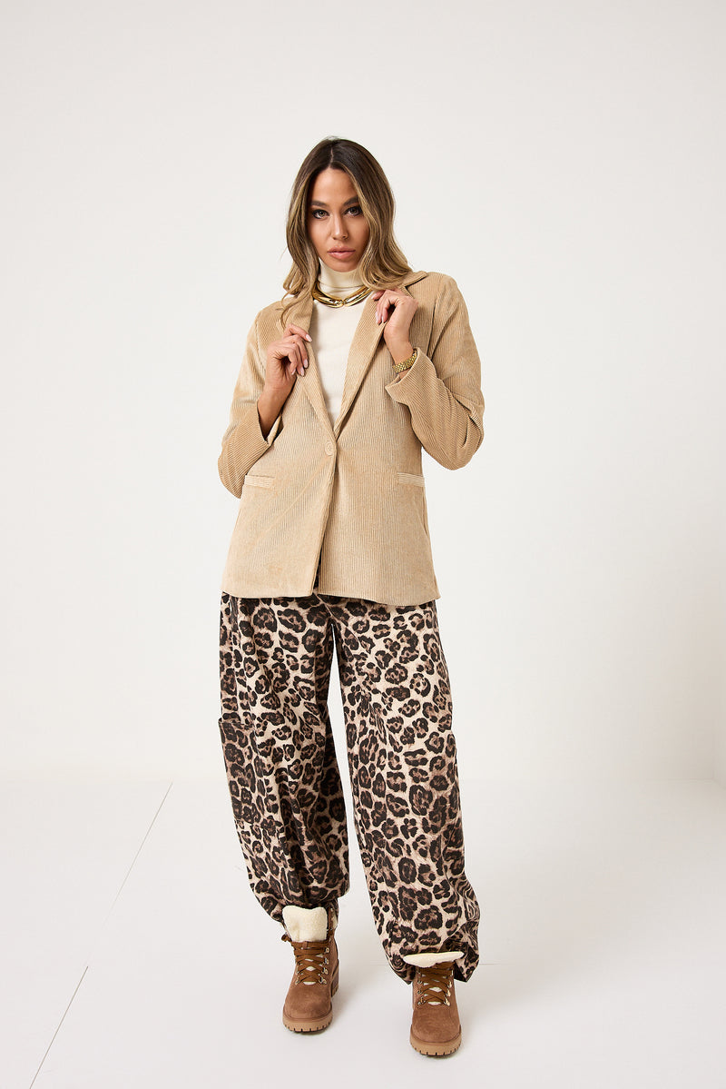 Blazer in velluto beige FEDERICA BI
