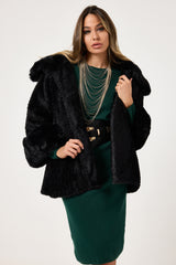 Giacca nera in ecopelliccia FEDERICA BI