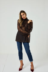 Camicia in pizzo moro con fiocco FEDERICA BI
