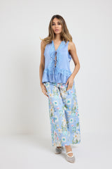 Pantalone in cotone azzurro FEDERICA BI