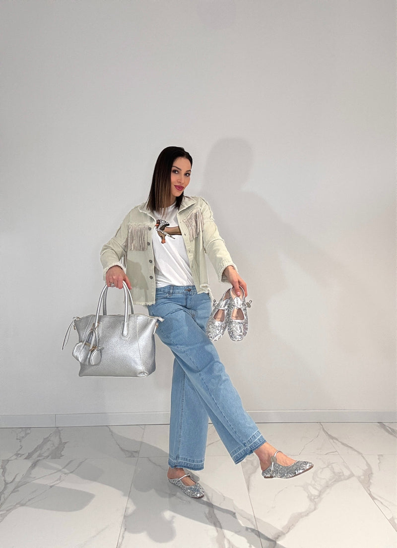 Giacca in denim frange FEDERICA BI