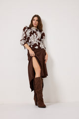 Gonna in ecosuede marrone FEDERICA BI