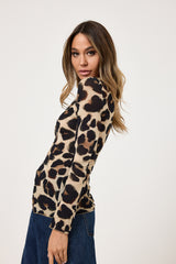 Maglia misto cachemire stampa animalier nera FEDERICA BI