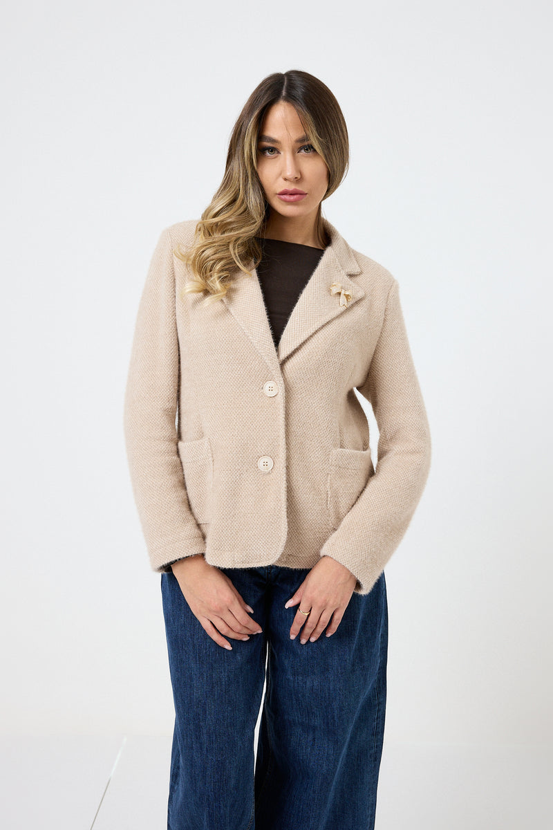 Blazer in ciniglia con spilla FEDERICA BI