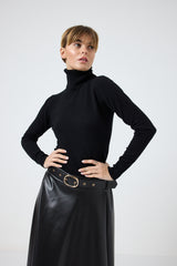 Gonna in ecopelle FEDERICA BI ( nera e bordeaux )