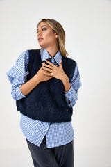 Camicia a quadri azzurra blu FEDERICA BI
