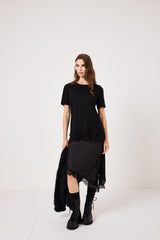 Maglia nera in cotone e pizzo FEDERICA BI