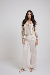 Pantalone in raso beige FEDERICA BI