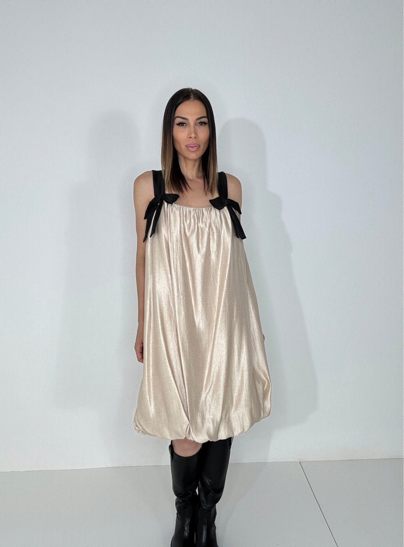 Abito in tafta’ beige FEDERICA BI